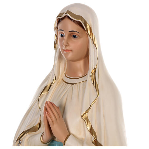 Estatua Virgen de Lourdes fibra de vidrio 130 cm pintada ojos de cristal 4