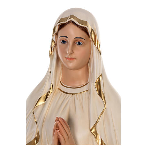 Estatua Virgen de Lourdes fibra de vidrio 130 cm pintada ojos de cristal 6