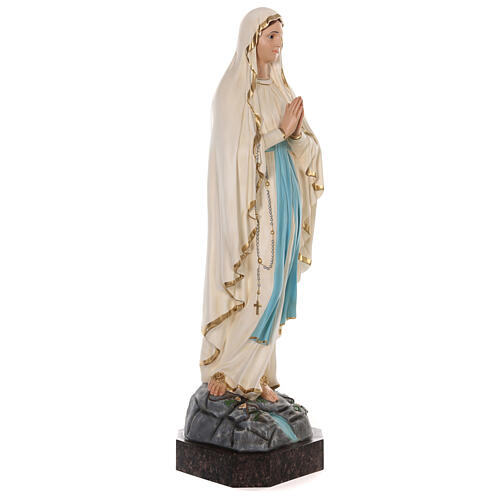 Estatua Virgen de Lourdes fibra de vidrio 130 cm pintada ojos de cristal 7