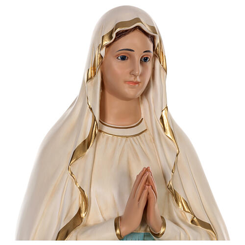 Estatua Virgen de Lourdes fibra de vidrio 130 cm pintada ojos de cristal 8