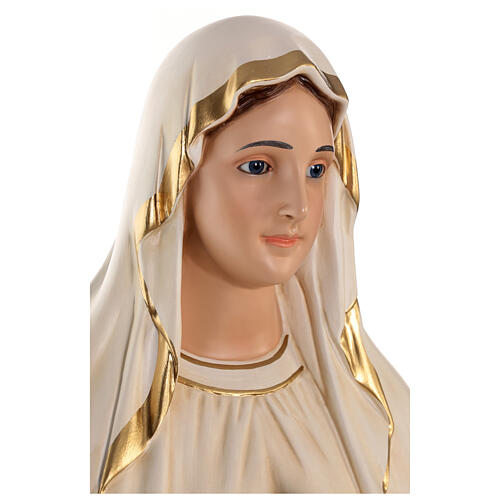 Statue Notre-Dame de Lourdes fibre de verre 130 cm peinte avec oeil de verre 2