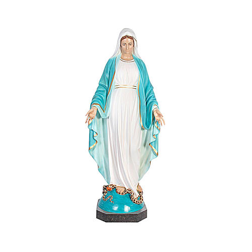 Estatua Virgen Milagrosa 180 cm fibra de vidrio pintada ojos de cristal 1