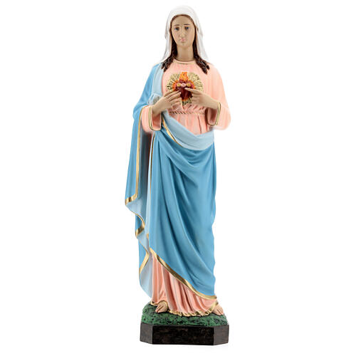Imagem Sagrado Coração de Maria fibra de vidro pintada 65 cm 1