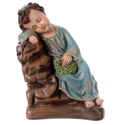 Statue of sleeping Baby Jesus in painted resin 30 cm 1
