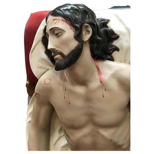 Imagem Jesus Cristo Senhor Morto Fibra de Vidro Pintada 155 cm de comprimento 2