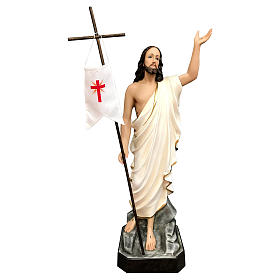 Estatua Cristo resucitado fibra de resina 85 cm pintada ojos de cristal