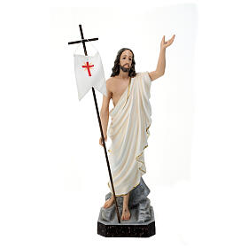 Estatua Cristo resucitado fibra de resina 85 cm pintada ojos de cristal