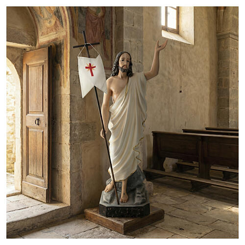 Estatua Cristo resucitado fibra de resina 85 cm pintada ojos de cristal 4