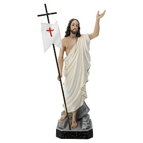 Statue Christ Ressuscité fibre de verre 85 cm peinte avec oeil de verre