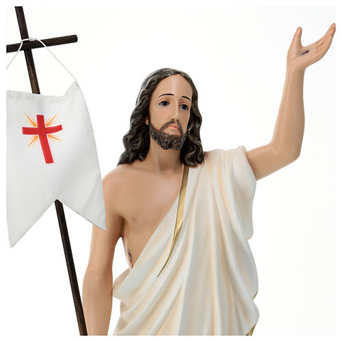 Imagem Cristo Ressuscitado olhos de vidro Fibra de Vidro Pintada 85 cm 2