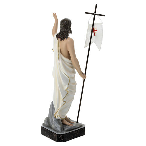 Imagem Cristo Ressuscitado olhos de vidro Fibra de Vidro Pintada 85 cm 9