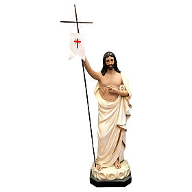 Estatua Cristo resucitado fibra de vidrio 125 cm pintada ojos de cristal