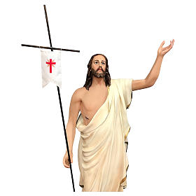 Statue Christ Ressuscité fibre de verre 200 cm peinte avec oeil de verre