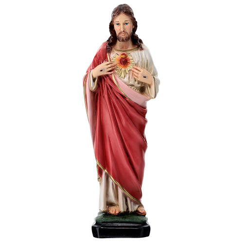 Statue of the Sacred Heart of Jesus in painted resin 30 cm 1