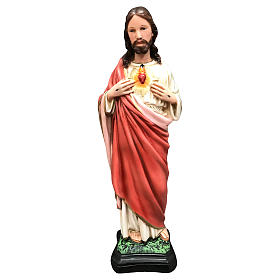 Statue of the Sacred Heart of Jesus in painted resin 40 cm