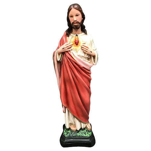 Statue of the Sacred Heart of Jesus in painted resin 40 cm 1