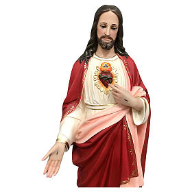 Estatua Jesús Sagrado Corazón 85 cm ojos de cristal fibra de resina pintada