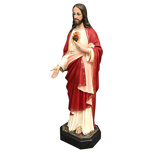 Statua Gesù Sacro Cuore 85 cm vetroresina dipinta occhi vetro 3