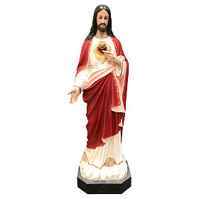 Statua Gesù Sacro Cuore 110 cm vetroresina dipinta occhi vetro