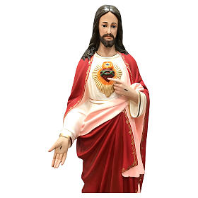 Imagens em Fibra de Vidro: Imagem Sagrado Coração de Jesus 110 cm olhos de vidro Fibra de Vidro Pintada