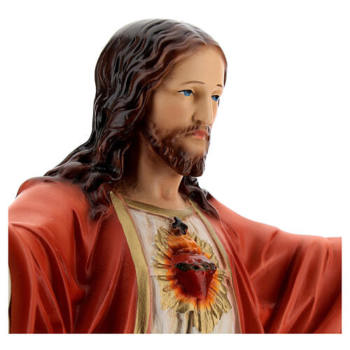 Statue, Heiligstes Herz Jesu, mit offenen Armen, 40 cm, Kunstharz, farbig gefasst 2
