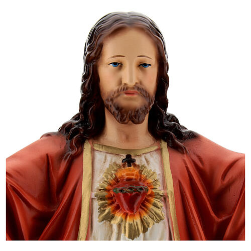 Statue, Heiligstes Herz Jesu, mit offenen Armen, 40 cm, Kunstharz, farbig gefasst 4