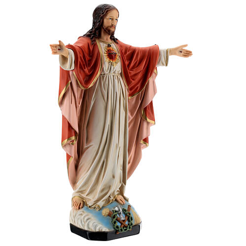 Estatua Jesús Sagrado Corazón brazos abiertos 40 cm resina pintada 5