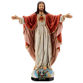 Statua Gesù Sacro Cuore braccia aperte 40 cm resina dipinta