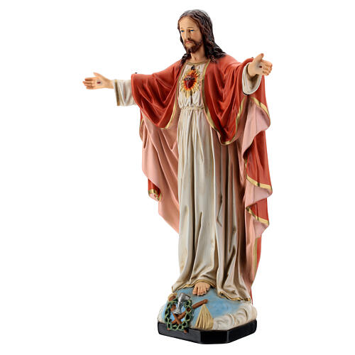 Sacred Heart of Jesus statue open arms, 16 in painted resin 3