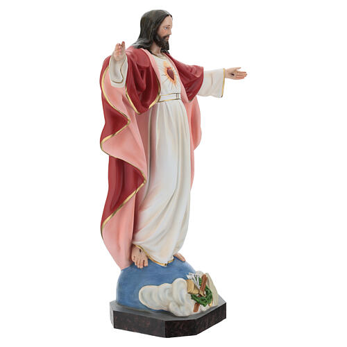Estatua Jesús Sagrado Corazón brazos abiertos 85 cm fibra de resina pintada 7