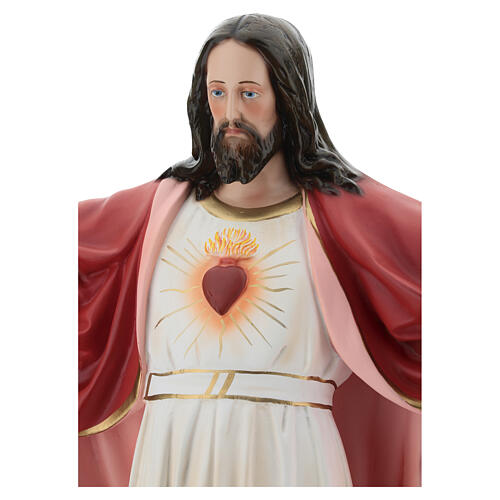 Statua Gesù Sacro Cuore braccia aperte 85 cm vetroresina dipinta 5