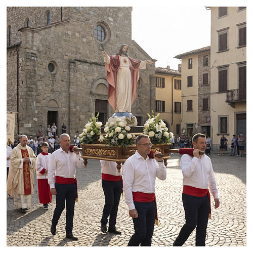 Statua Gesù Sacro Cuore braccia aperte 85 cm vetroresina dipinta 2