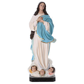 Virgen María del Murillo 155 cm fibra de vidrio coloreada ojos de vidrio