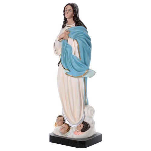 Virgen María del Murillo 155 cm fibra de vidrio coloreada ojos de vidrio 3