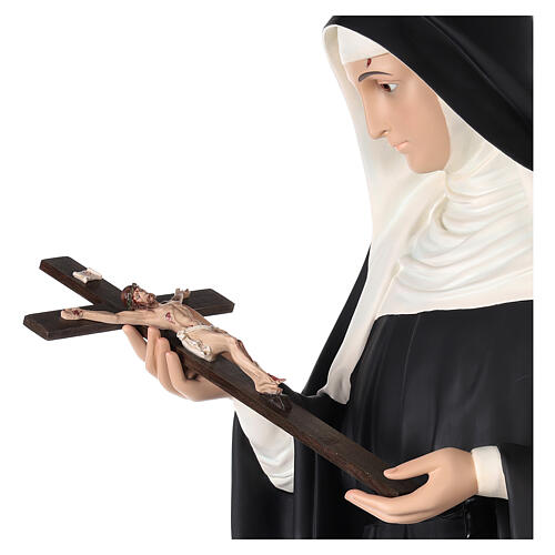 St. Rita 160 cm in colored fiberglass with glass eyes 4
