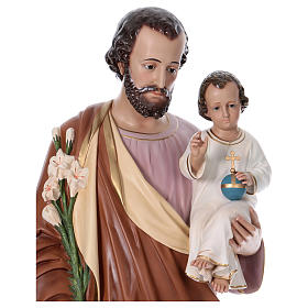 Heiliger Josef mit Kind 110cm bemalten Fiberglas Kristall Augen