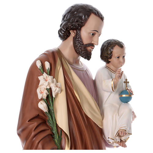 Heiliger Josef mit Kind 110cm bemalten Fiberglas Kristall Augen 4