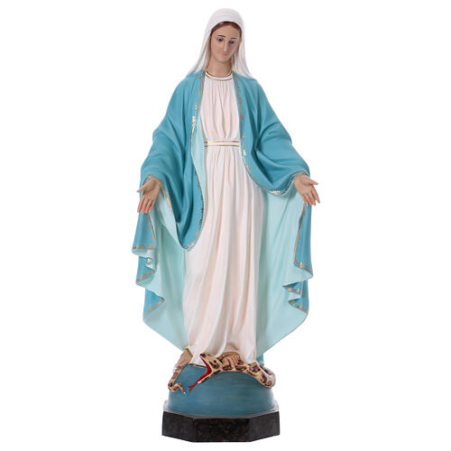 Our Lady of the Miraculous Medal 110 cm coloured fibreglass and glass eyes 1