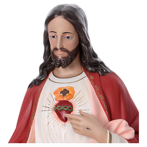 Sagrado Corazón de Jesús 165 cm fibra de vidrio coloreada ojos de vidrio 2
