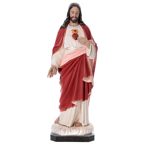 Sacro Cuore di Gesù 165 cm vetroresina colorata occhi di vetro 1