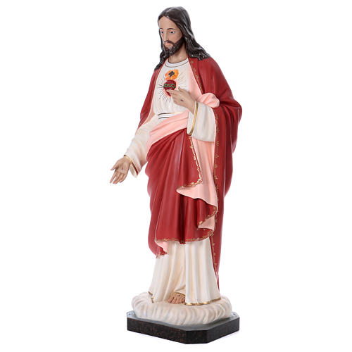 Sacro Cuore di Gesù 165 cm vetroresina colorata occhi di vetro 3
