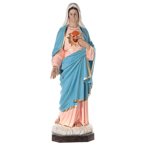 Imagem Sagrado Coração de Maria 165 cm fibra de vidro pintada com olhos de vidro 1