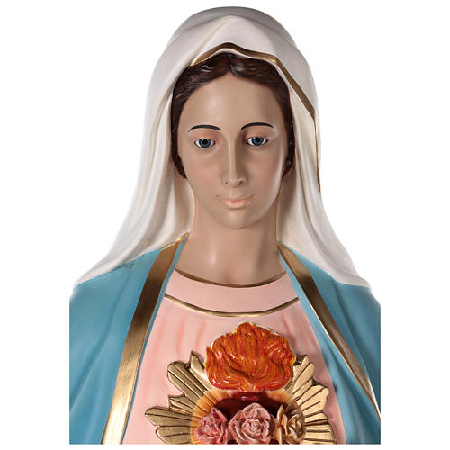 Imagem Sagrado Coração de Maria 165 cm fibra de vidro pintada com olhos de vidro 3