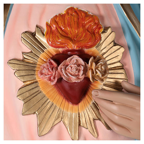 Imagem Sagrado Coração de Maria 165 cm fibra de vidro pintada com olhos de vidro 5
