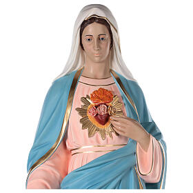 Sacred Heart of Mary 165 cm, in painted fiberglass with glass eyes