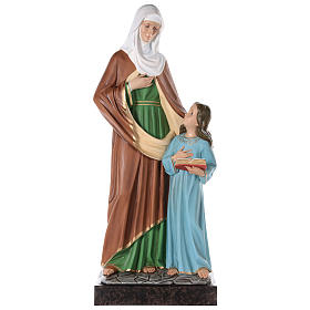 Sainte Anne avec Marie enfant 150 cm fibre de verre peinte yeux verre