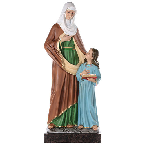 Sainte Anne avec Marie enfant 150 cm fibre de verre peinte yeux verre 1