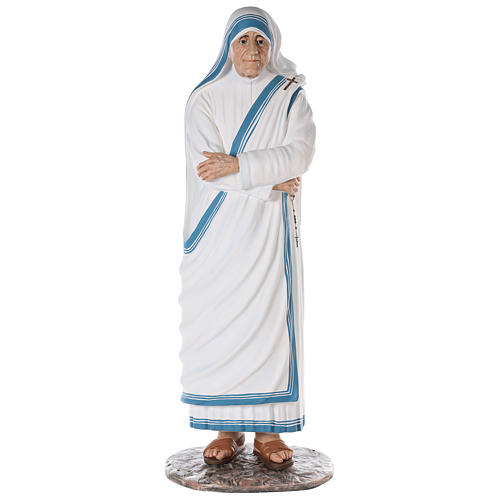 Sainte Teresa de Calcutta 150 cm fibre de verre peinte yeux verre 1