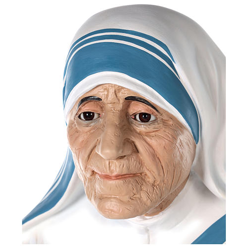 Sainte Teresa de Calcutta 150 cm fibre de verre peinte yeux verre 4