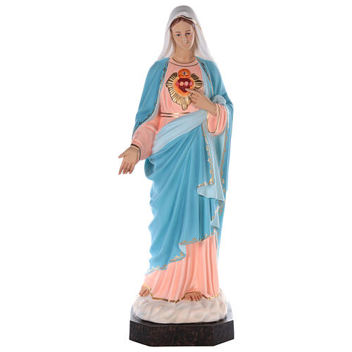 Sagrado Corazón de María fibra de vidrio coloreada 110 cm ojos de vidrio 1